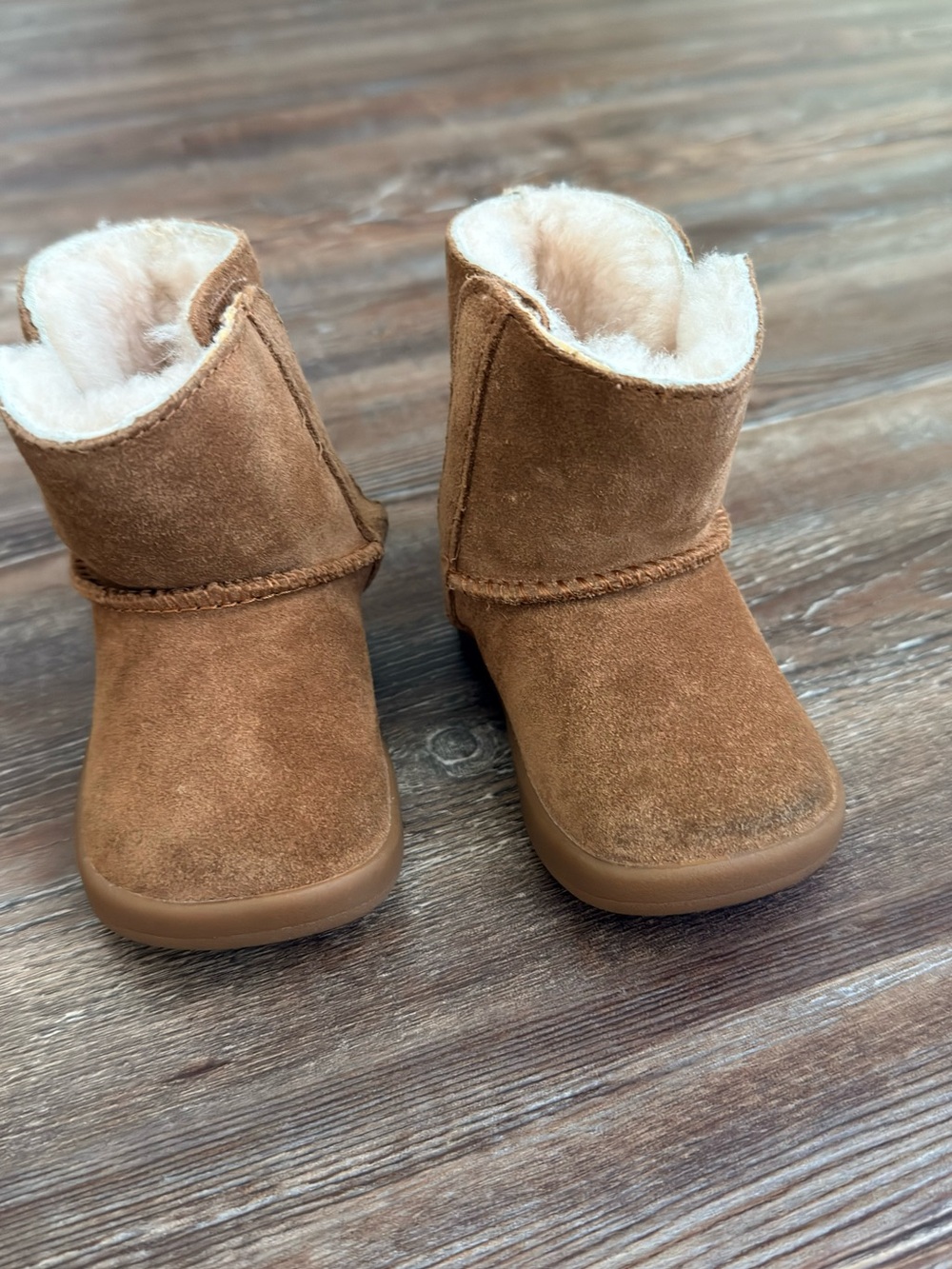 UGG Chestnut Suede Baby Shearling Boots
